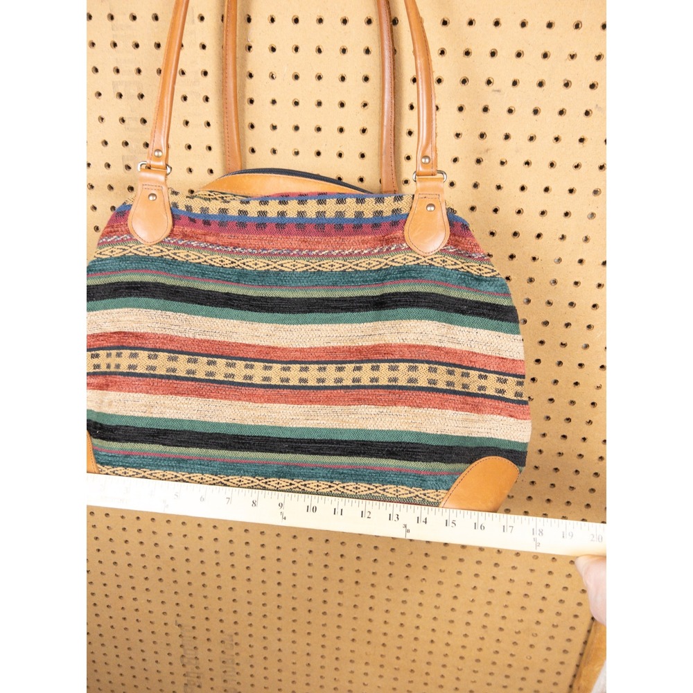 Vintage LL Bean 70s Woven Tapestry Luggage Set Striped Garment Bag, Carry-On - Picture 9 of 16